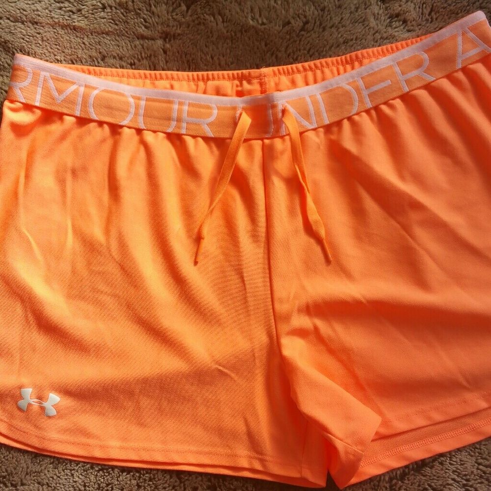 Neon Orange Under Armour Loose Heat Gear Shorts